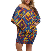 Kolose-Tuvalu Crochet Off Shoulder Short Dress with Polynesian and Pacific Tattoos - Polynesian Pride