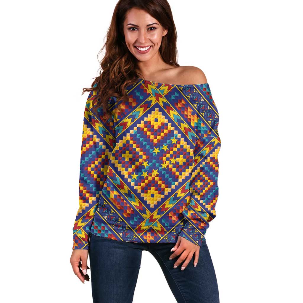 Kolose-Tuvalu Crochet Off Shoulder Sweater with Polynesian and Pacific Tattoos - Polynesian Pride