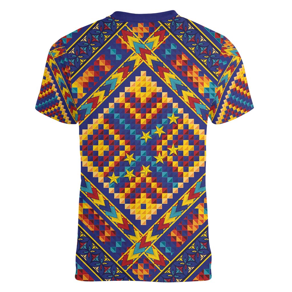 Kolose-Tuvalu Crochet Women V-Neck T-Shirt with Polynesian and Pacific Tattoos - Polynesian Pride