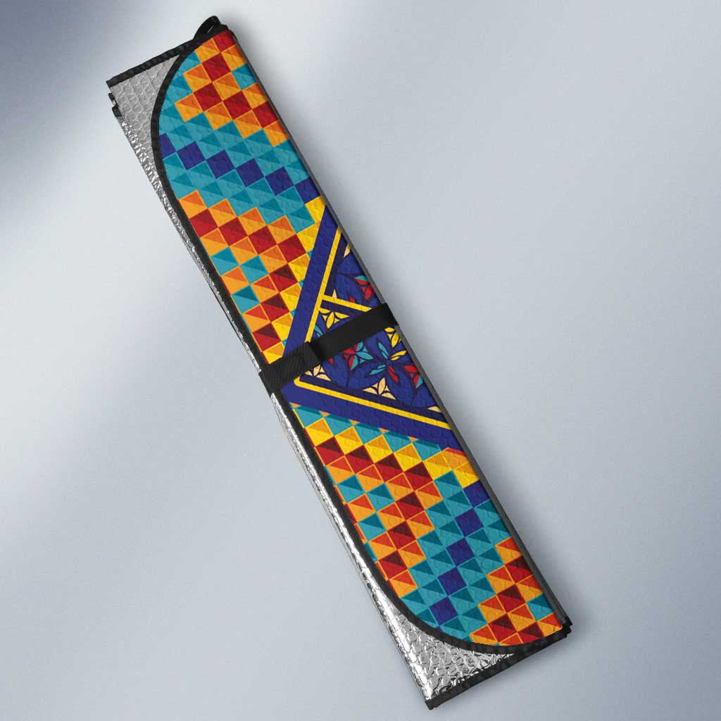 Tuvaluan and New Zealand Culture Auto Sun Shade The Art of Kolose and Taniko - Polynesian Pride