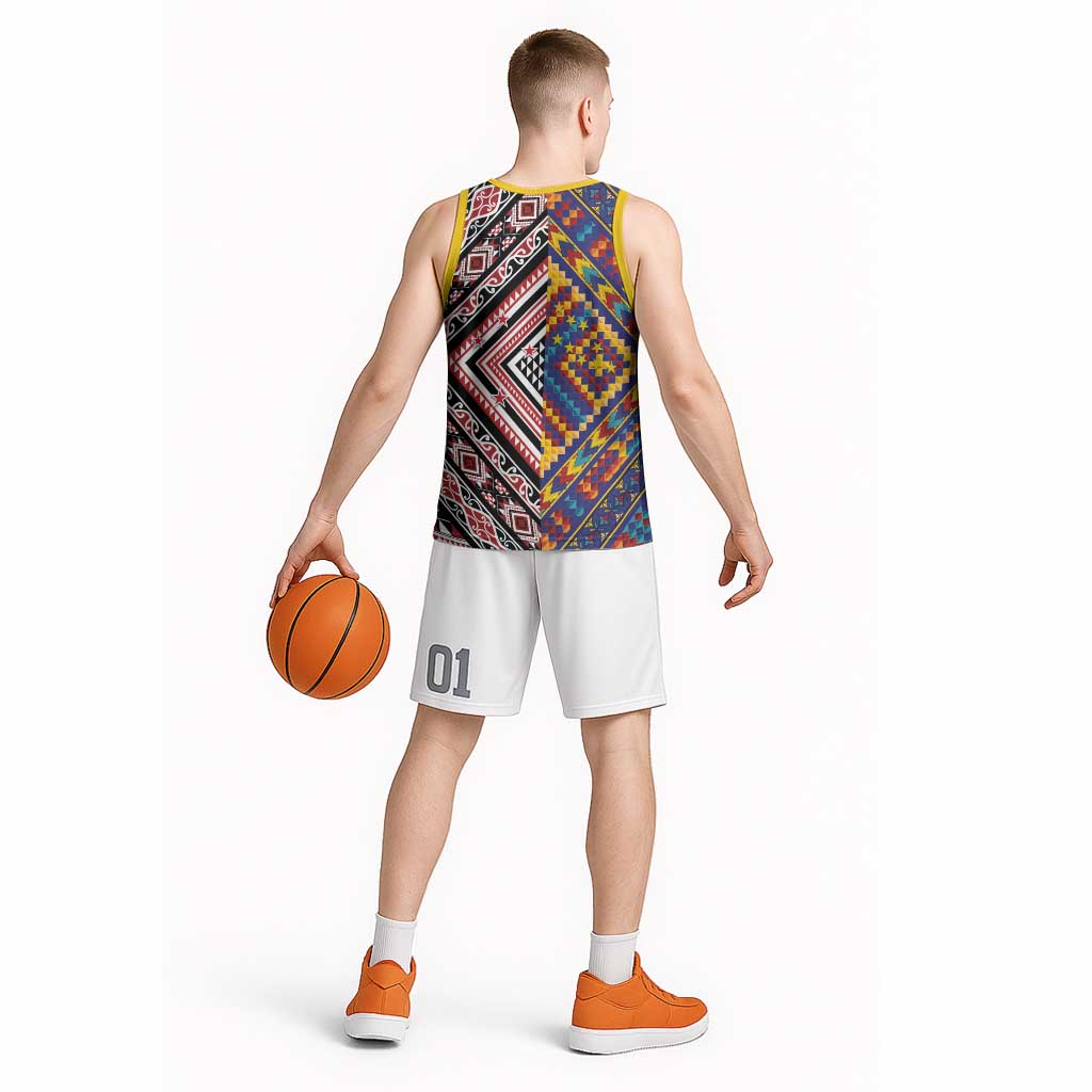 Tuvaluan and New Zealand Culture Basketball Jersey The Art of Kolose and Taniko - Polynesian Pride