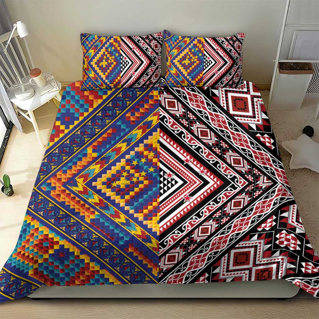 Tuvaluan and New Zealand Culture Bedding Set The Art of Kolose and Taniko - Polynesian Pride