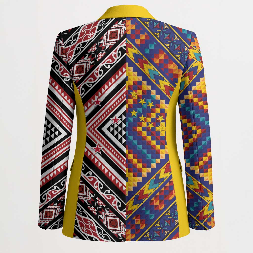 Tuvaluan and New Zealand Culture Blazer The Art of Kolose and Taniko - Polynesian Pride