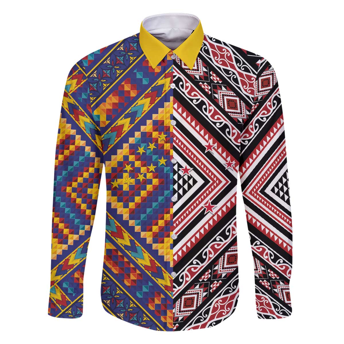 Tuvaluan and New Zealand Culture Family Matching Off The Shoulder Long Sleeve Dress and Hawaiian Shirt The Art of Kolose and Taniko - Polynesian Pride