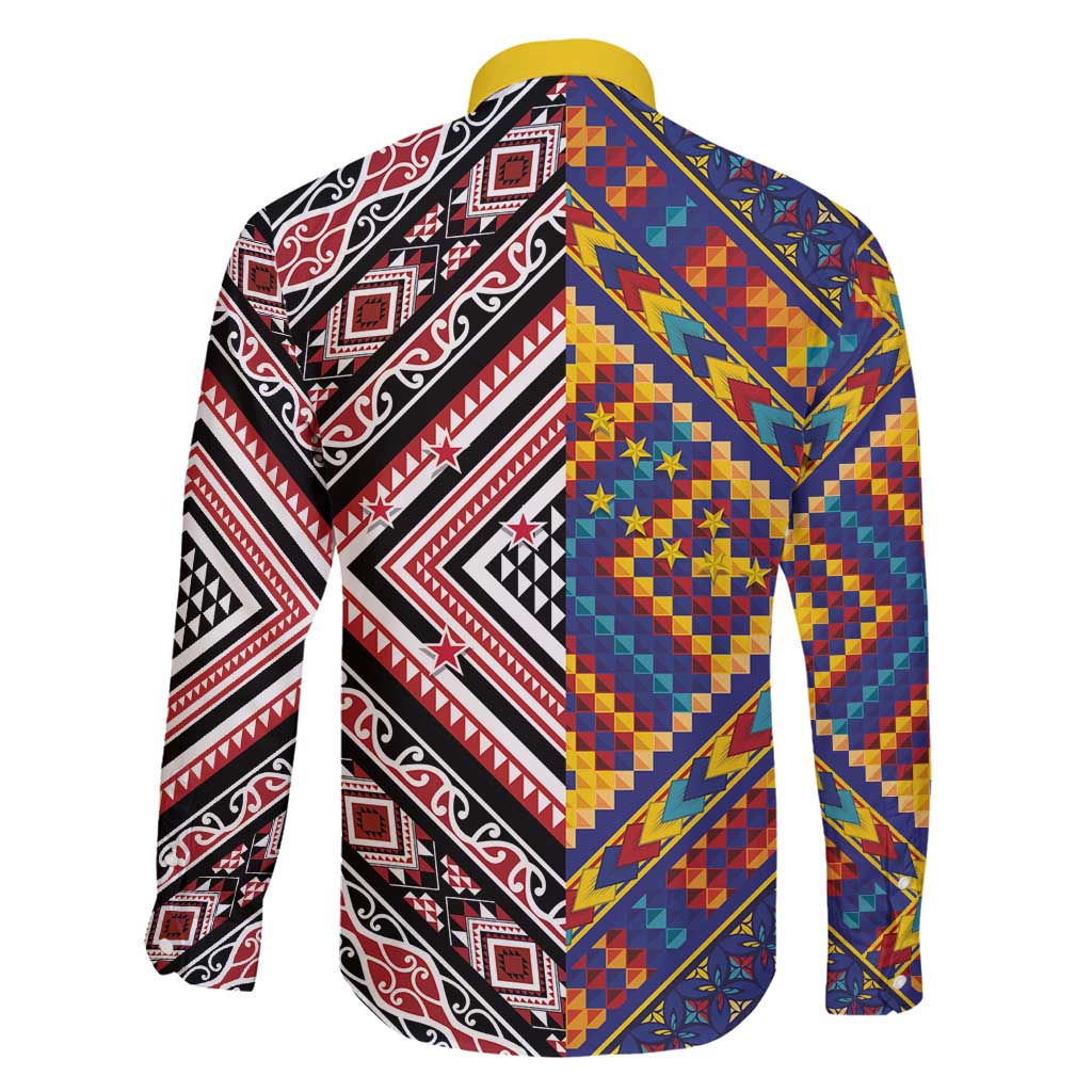 Tuvaluan and New Zealand Culture Family Matching Tank Maxi Dress and Hawaiian Shirt The Art of Kolose and Taniko - Polynesian Pride