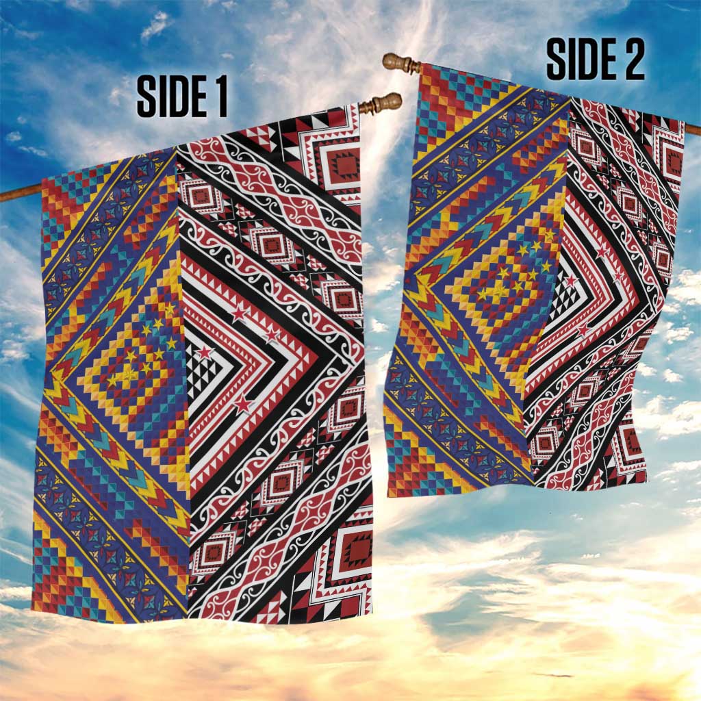 Tuvaluan and New Zealand Culture Garden Flag The Art of Kolose and Taniko - Polynesian Pride