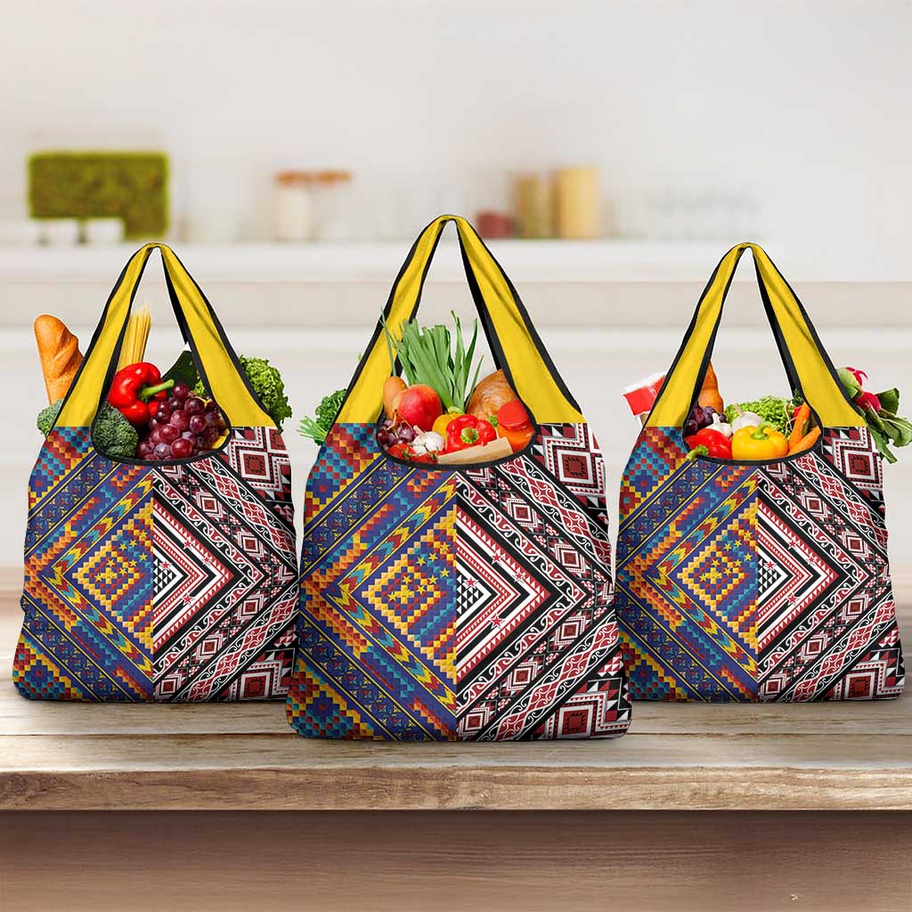 Tuvaluan and New Zealand Culture Grocery Bag The Art of Kolose and Taniko - Polynesian Pride