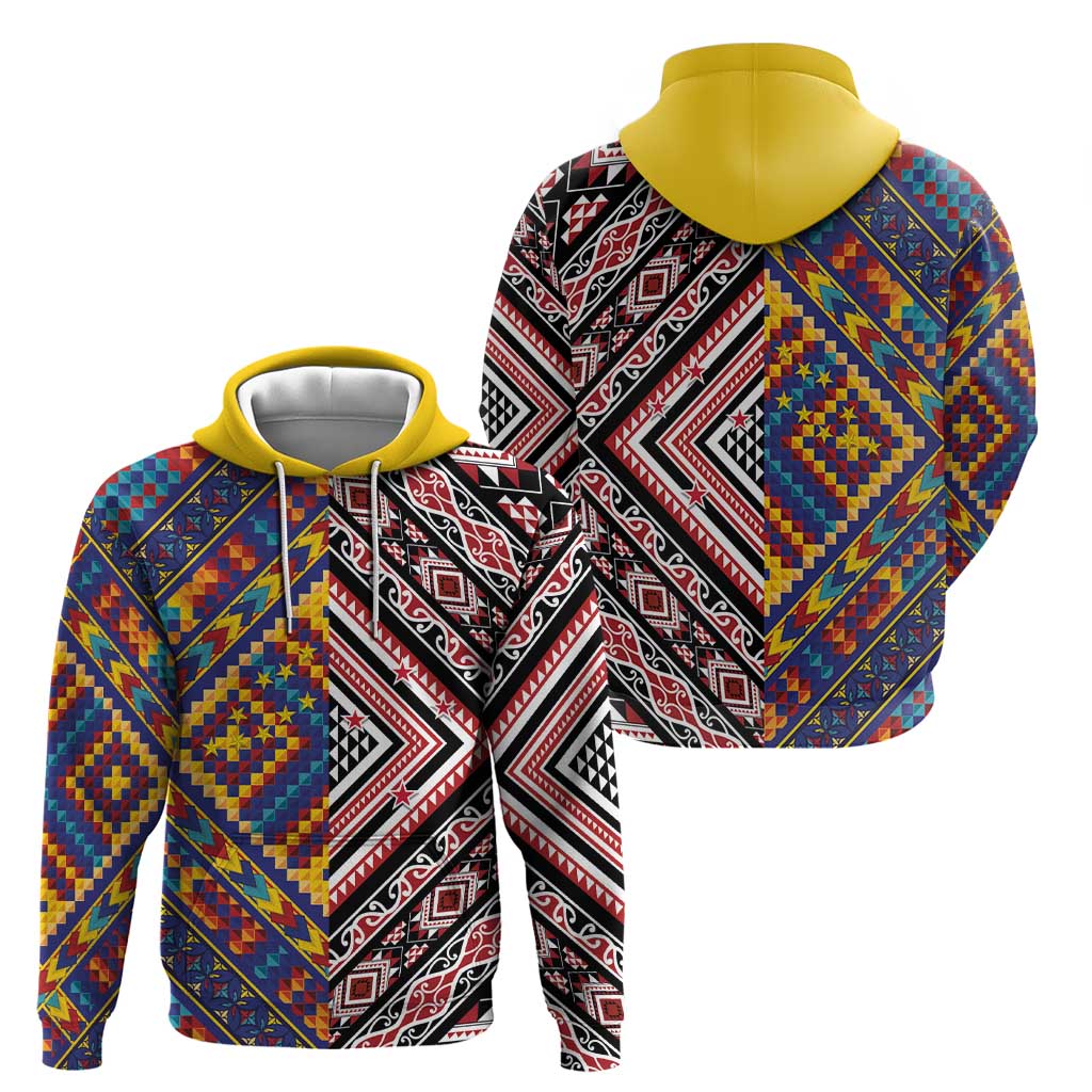 Tuvaluan and New Zealand Culture Hoodie The Art of Kolose and Taniko - Polynesian Pride