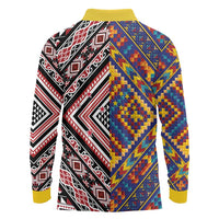 Tuvaluan and New Zealand Culture Long Sleeve Polo Shirt The Art of Kolose and Taniko - Polynesian Pride