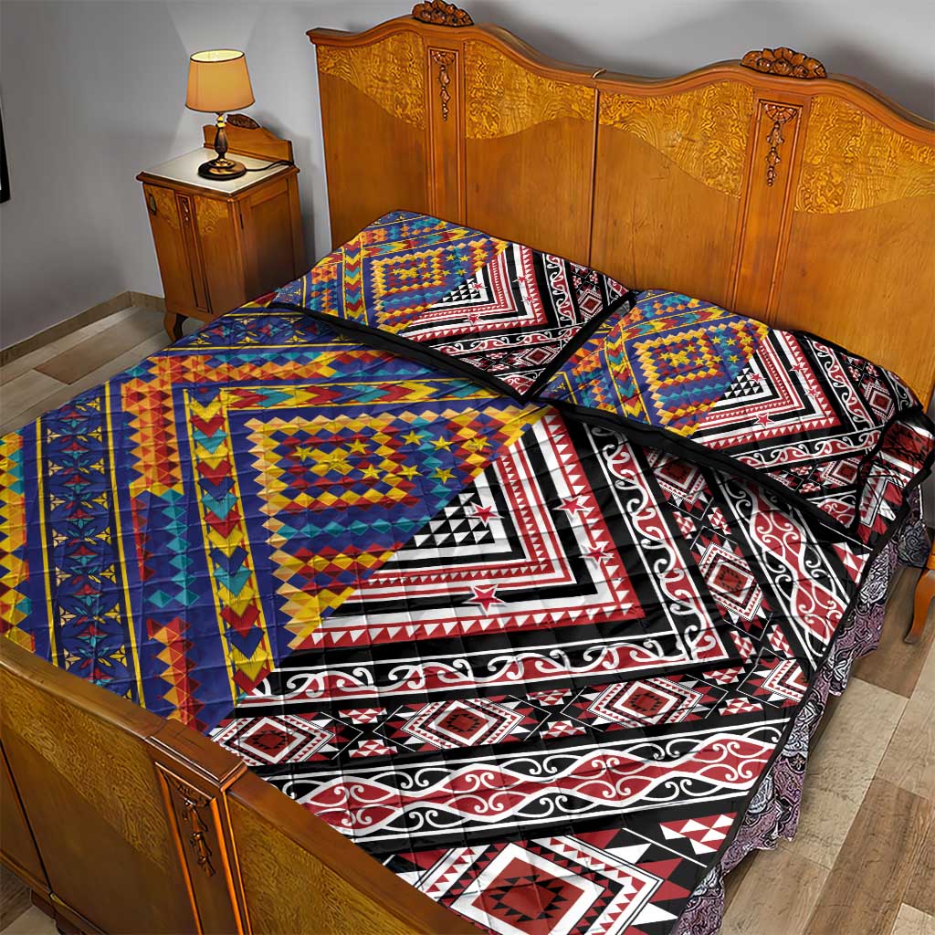 Tuvaluan and New Zealand Culture Quilt Bed Set The Art of Kolose and Taniko - Polynesian Pride
