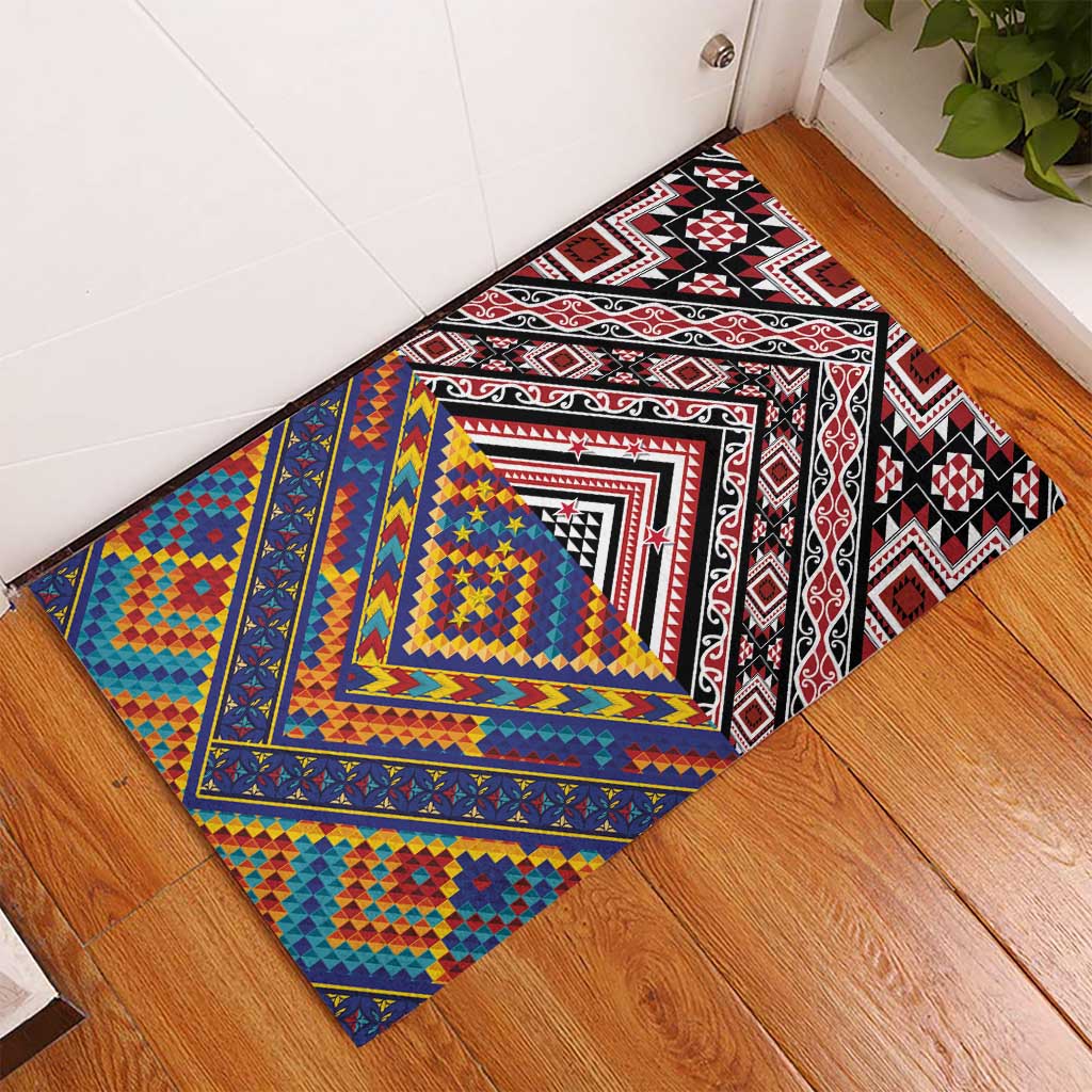 Tuvaluan and New Zealand Culture Rubber Doormat The Art of Kolose and Taniko - Polynesian Pride