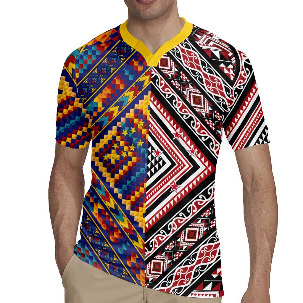 Tuvaluan and New Zealand Culture Rugby Jersey The Art of Kolose and Taniko - Polynesian Pride