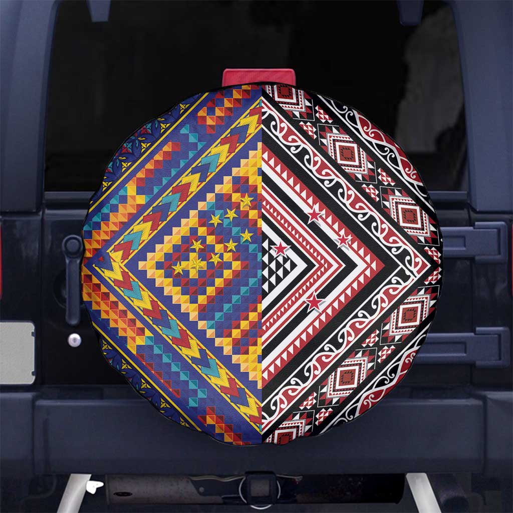 Tuvaluan and New Zealand Culture Spare Tire Cover The Art of Kolose and Taniko - Polynesian Pride