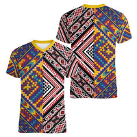 Tuvaluan and New Zealand Culture Women V-Neck T-Shirt The Art of Kolose and Taniko - Polynesian Pride