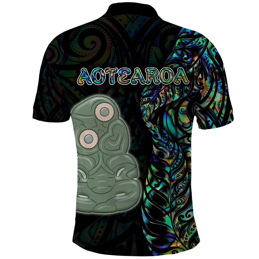 New Zealand Polo Shirt Silver Fern and Hei Tiki with Papua Shell Maori Tribal LT03 - Polynesian Pride