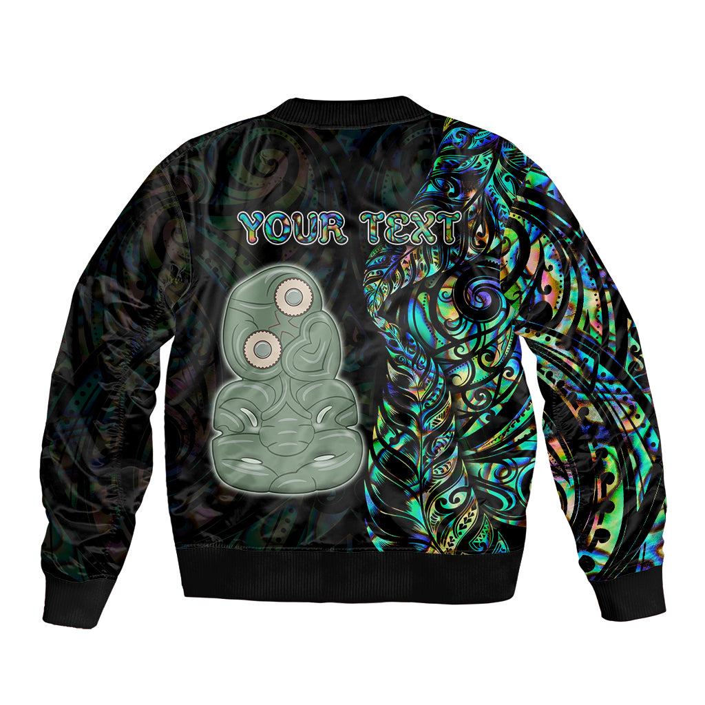 Custom New Zealand Bomber Jacket Silver Fern and Hei Tiki with Papua Shell Maori Tribal LT03 - Polynesian Pride
