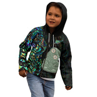 Custom New Zealand Kid Hoodie Silver Fern and Hei Tiki with Papua Shell Maori Tribal LT03 - Polynesian Pride
