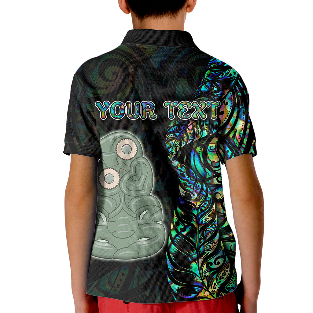 Custom New Zealand Kid Polo Shirt Silver Fern and Hei Tiki with Papua Shell Maori Tribal LT03 - Polynesian Pride