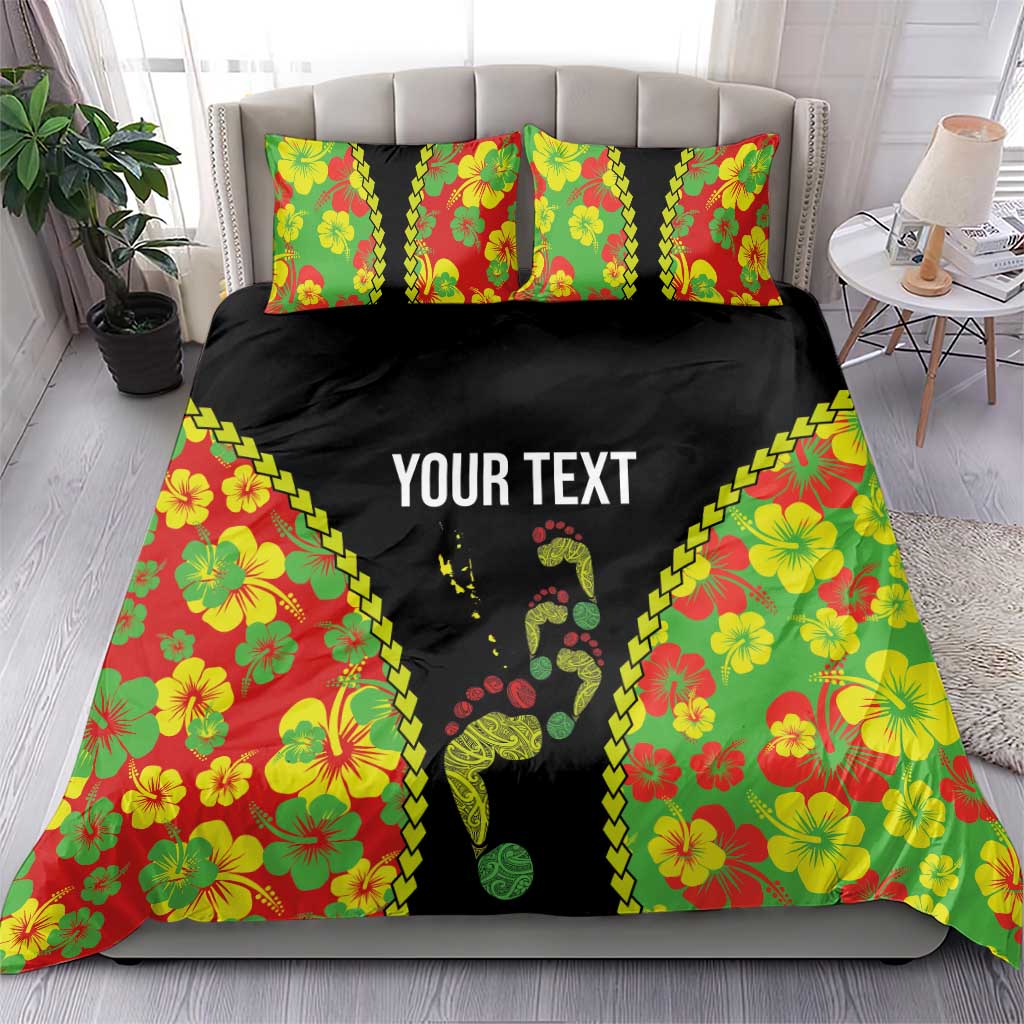 Personalised Vanuatu Running Bedding Set Footprint and Hibiscus Polynesian Style LT03 - Polynesian Pride