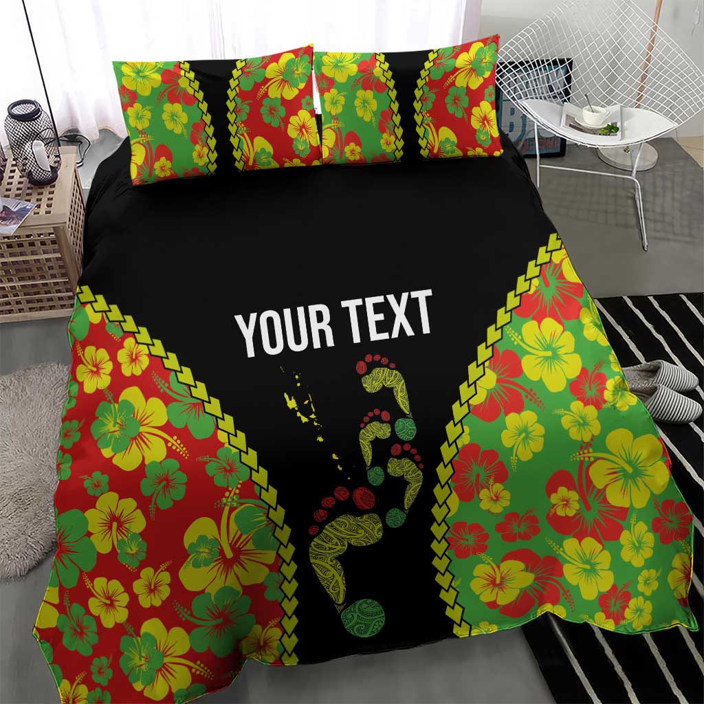 Personalised Vanuatu Running Bedding Set Footprint and Hibiscus Polynesian Style LT03 - Polynesian Pride
