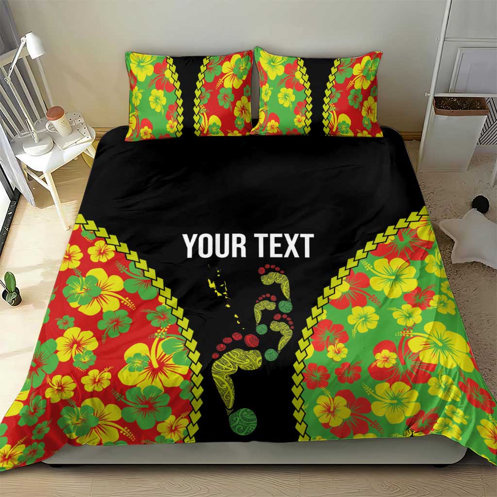 Personalised Vanuatu Running Bedding Set Footprint and Hibiscus Polynesian Style LT03 - Polynesian Pride