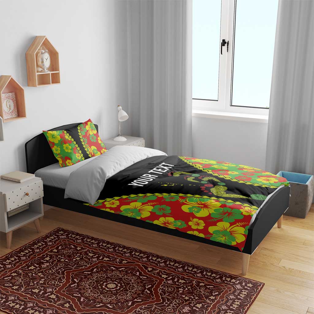 Personalised Vanuatu Running Bedding Set Footprint and Hibiscus Polynesian Style LT03 - Polynesian Pride