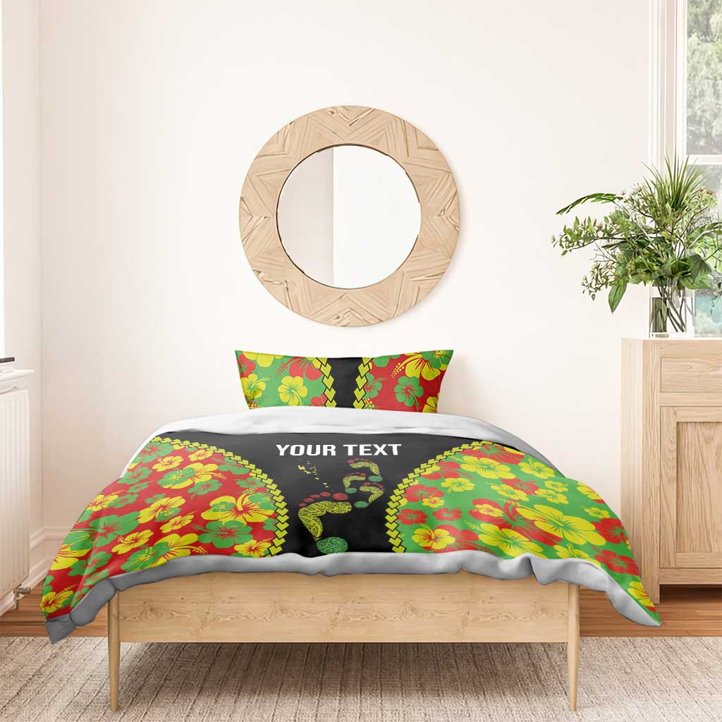 Personalised Vanuatu Running Bedding Set Footprint and Hibiscus Polynesian Style LT03 - Polynesian Pride