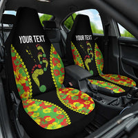 Personalised Vanuatu Running Car Seat Cover Footprint and Hibiscus Polynesian Style LT03 One Size Black - Polynesian Pride