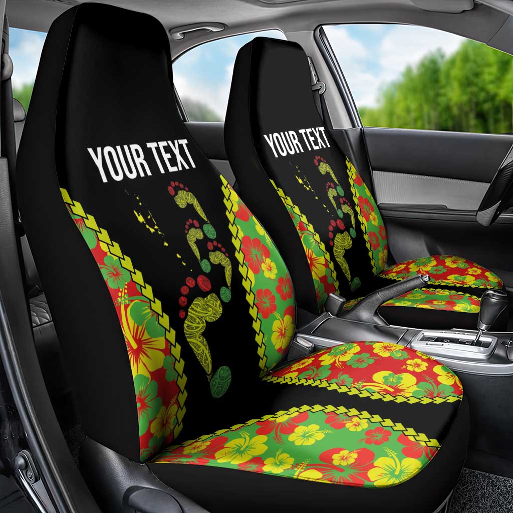 Personalised Vanuatu Running Car Seat Cover Footprint and Hibiscus Polynesian Style LT03 - Polynesian Pride