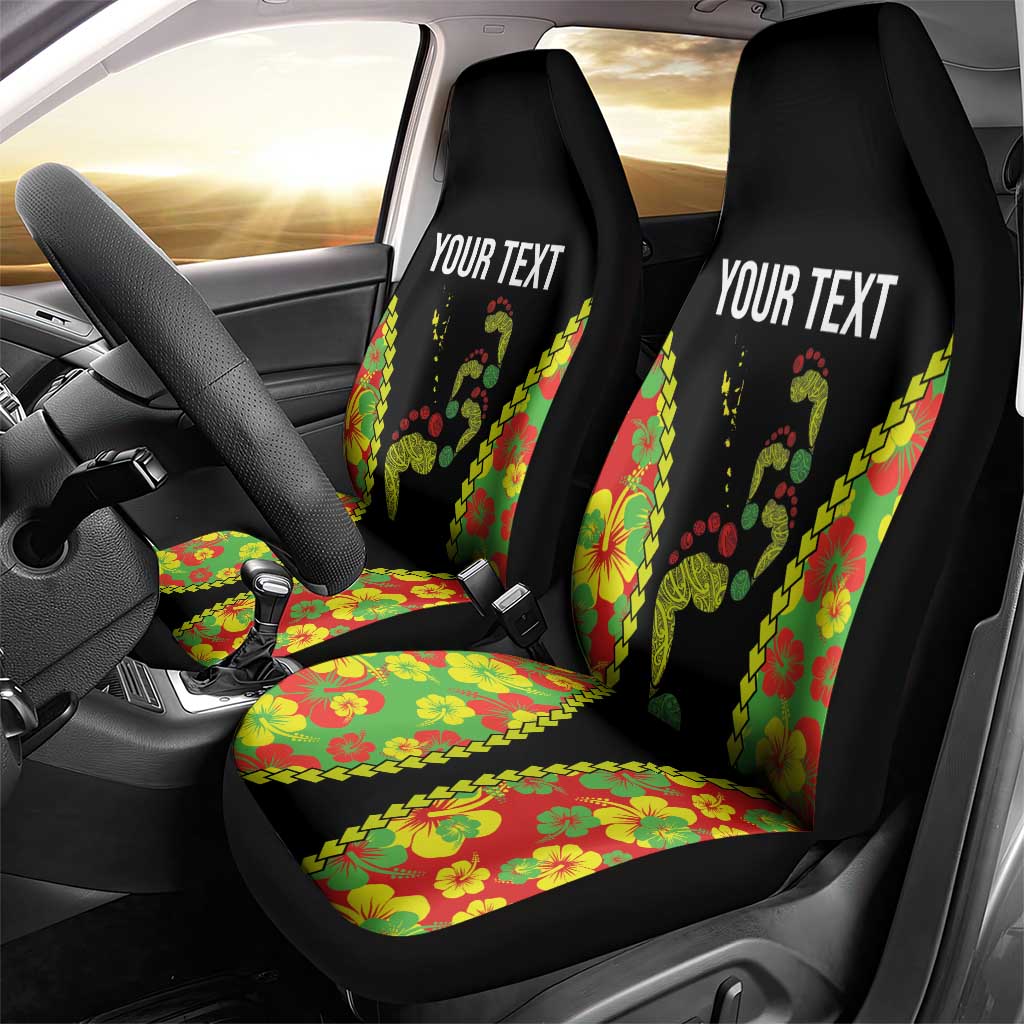 Personalised Vanuatu Running Car Seat Cover Footprint and Hibiscus Polynesian Style LT03 - Polynesian Pride