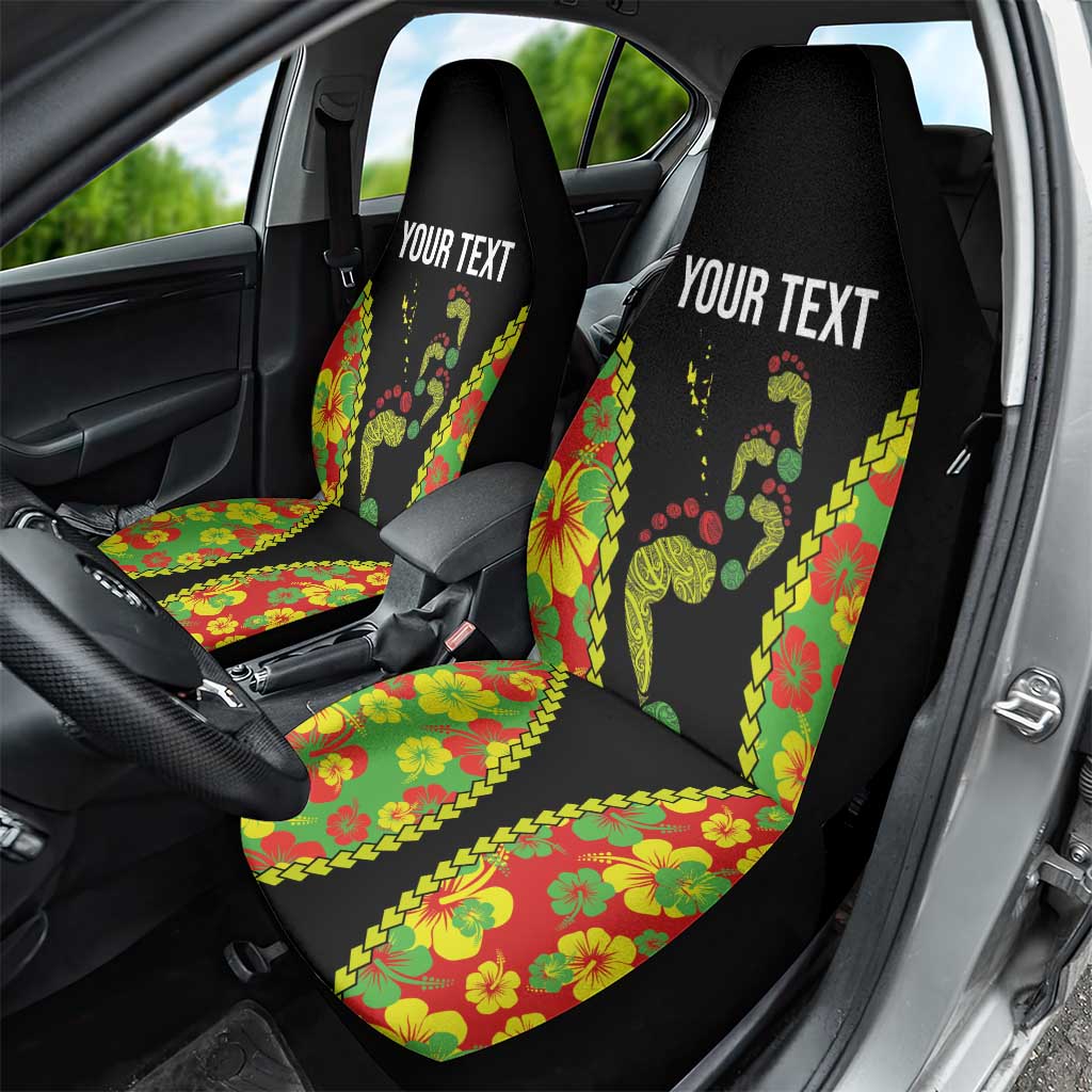 Personalised Vanuatu Running Car Seat Cover Footprint and Hibiscus Polynesian Style LT03 - Polynesian Pride