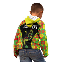 Personalised Vanuatu Running Kid Hoodie Footprint and Hibiscus Polynesian Style LT03 - Polynesian Pride