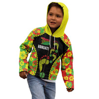 Personalised Vanuatu Running Kid Hoodie Footprint and Hibiscus Polynesian Style LT03 - Polynesian Pride