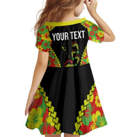 Personalised Vanuatu Running Kid Short Sleeve Dress Footprint and Hibiscus Polynesian Style LT03 - Polynesian Pride