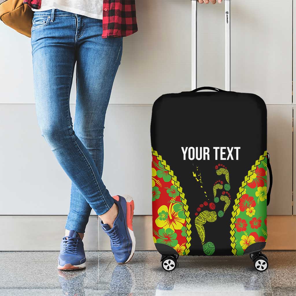 Personalised Vanuatu Running Luggage Cover Footprint and Hibiscus Polynesian Style LT03 - Polynesian Pride