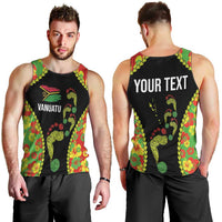 Personalised Vanuatu Running Men Tank Top Footprint and Hibiscus Polynesian Style