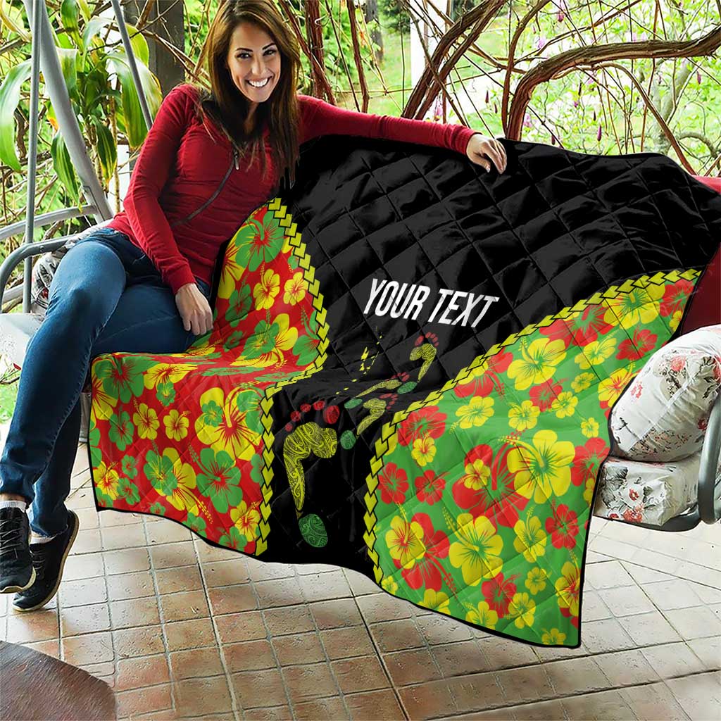 Personalised Vanuatu Running Quilt Footprint and Hibiscus Polynesian Style LT03 - Polynesian Pride