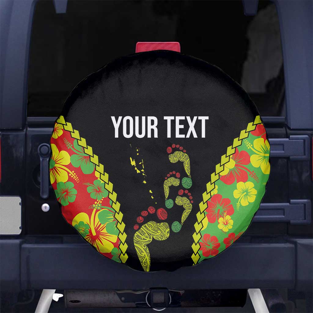 Personalised Vanuatu Running Spare Tire Cover Footprint and Hibiscus Polynesian Style LT03 - Polynesian Pride