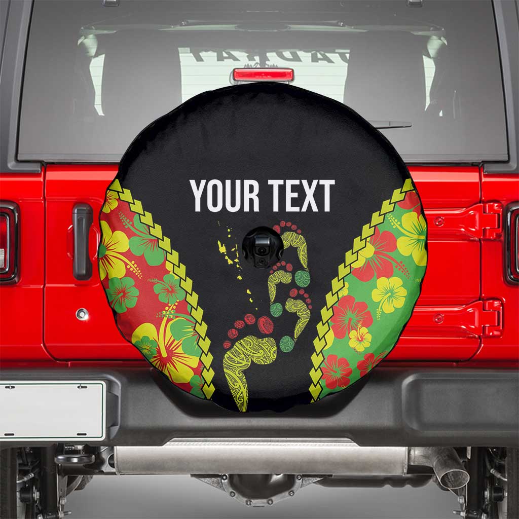 Personalised Vanuatu Running Spare Tire Cover Footprint and Hibiscus Polynesian Style LT03 - Polynesian Pride