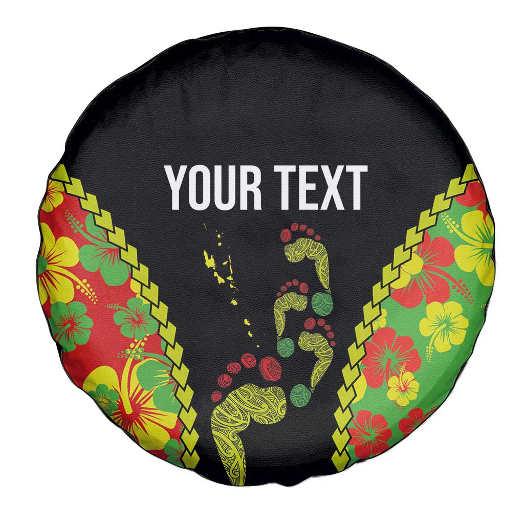 Personalised Vanuatu Running Spare Tire Cover Footprint and Hibiscus Polynesian Style LT03 - Polynesian Pride