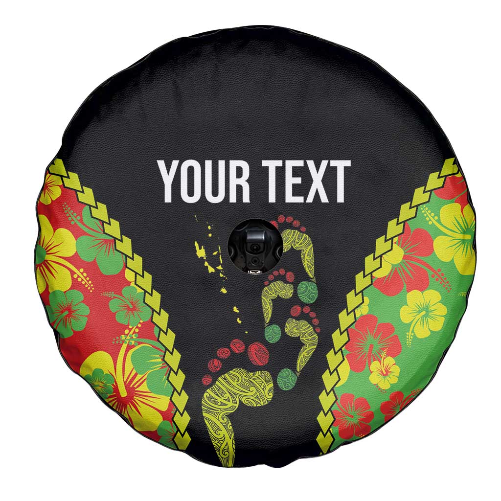 Personalised Vanuatu Running Spare Tire Cover Footprint and Hibiscus Polynesian Style LT03 - Polynesian Pride