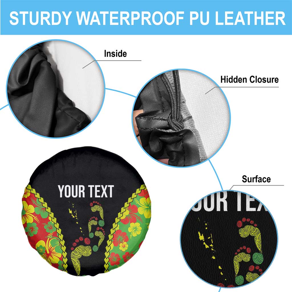 Personalised Vanuatu Running Spare Tire Cover Footprint and Hibiscus Polynesian Style LT03 - Polynesian Pride