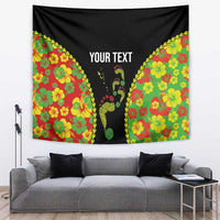 Personalised Vanuatu Running Tapestry Footprint and Hibiscus Polynesian Style LT03 Black - Polynesian Pride