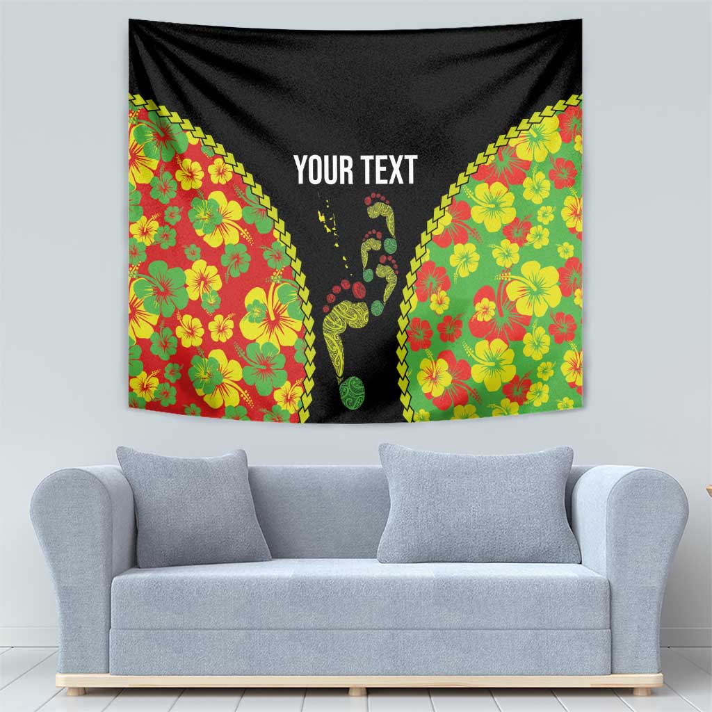 Personalised Vanuatu Running Tapestry Footprint and Hibiscus Polynesian Style LT03 - Polynesian Pride