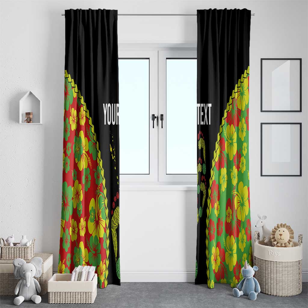Personalised Vanuatu Running Window Curtain Footprint and Hibiscus Polynesian Style