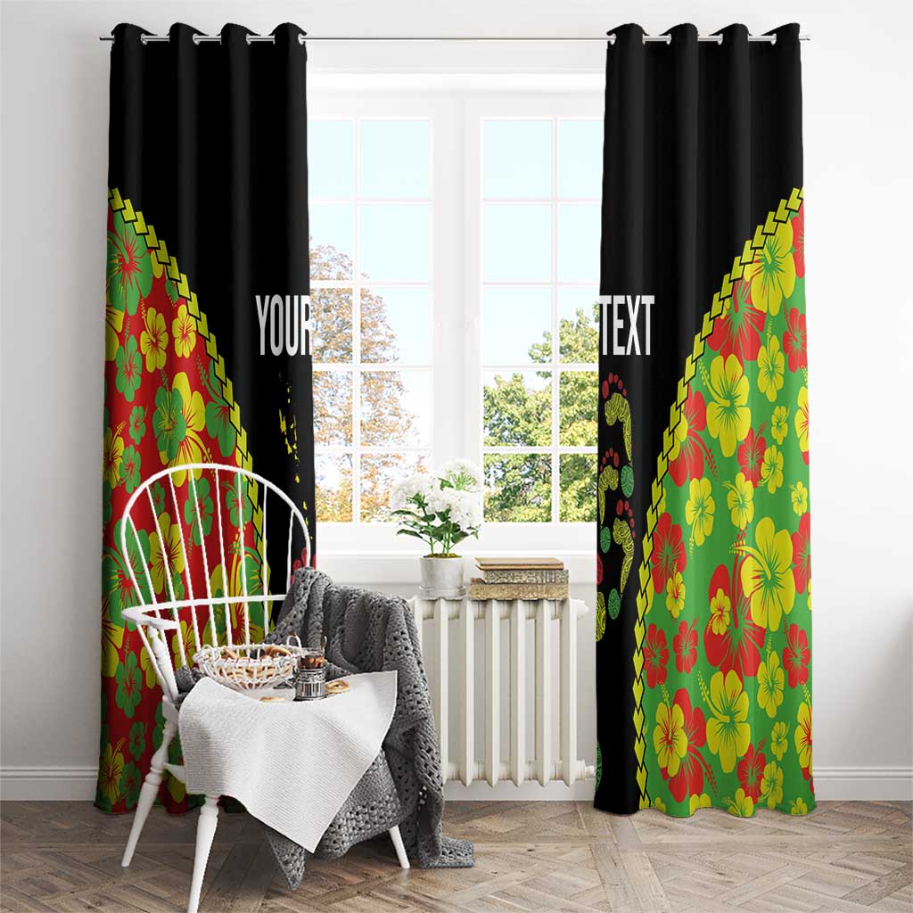 Personalised Vanuatu Running Window Curtain Footprint and Hibiscus Polynesian Style