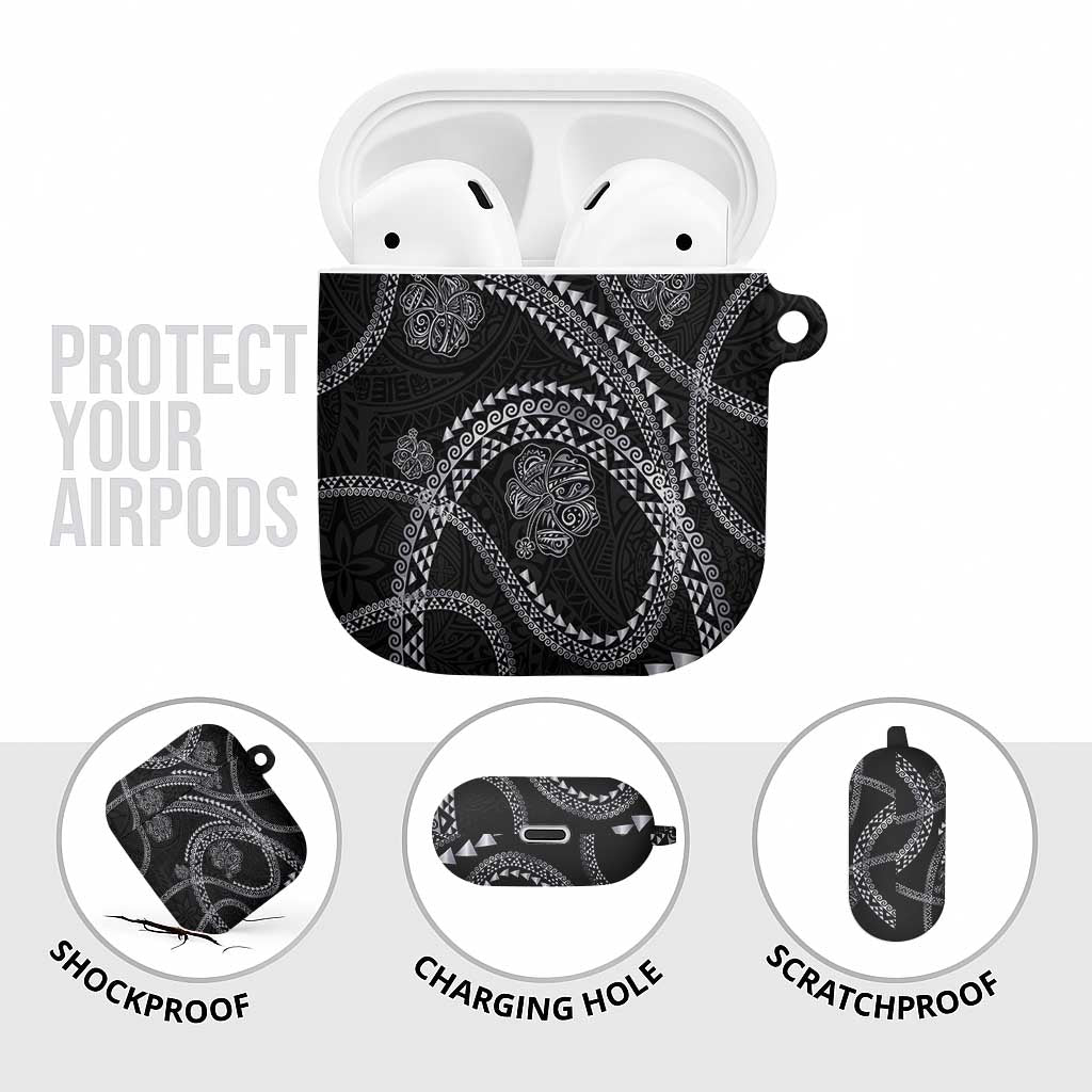 Hawaiian Kakau Art and Hisbiscus Tattoo AirPods Case Tribal Pattern-Silver Style - Polynesian Pride