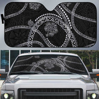 Hawaiian Kakau Art and Hisbiscus Tattoo Auto Sun Shade Tribal Pattern-Silver Style - Polynesian Pride