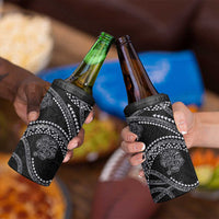 Hawaiian Kakau Art and Hisbiscus Tattoo 4 in 1 Can Cooler Tumbler Tribal Pattern-Silver Style - Polynesian Pride