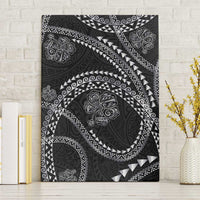 Hawaiian Kakau Art and Hisbiscus Tattoo Canvas Wall Art Tribal Pattern-Silver Style - Polynesian Pride